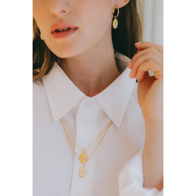 collier fleur plaqué argent - THÉMIS - vue 4