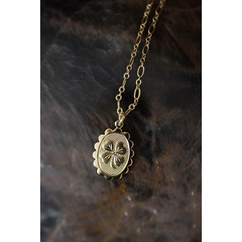 collier trèfle doré à l'or fin - THÉMIS - vue 2