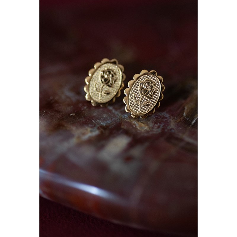 boucles d'oreilles puces fleurs doré à l'or fin - THÉMIS - vue 2