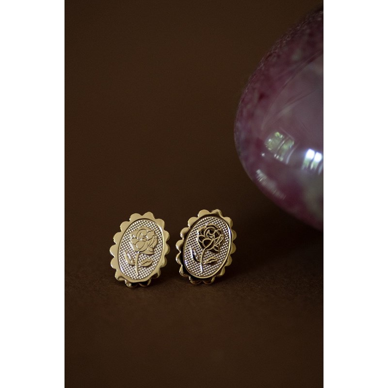boucles d'oreilles puces fleurs doré à l'or fin - THÉMIS - vue 5