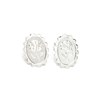 boucles d'oreilles puces fleurs plaqué argent - THÉMIS - vue V1