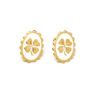 boucles d'oreilles puces trèfles émaillé doré à l'or fin - THÉMIS