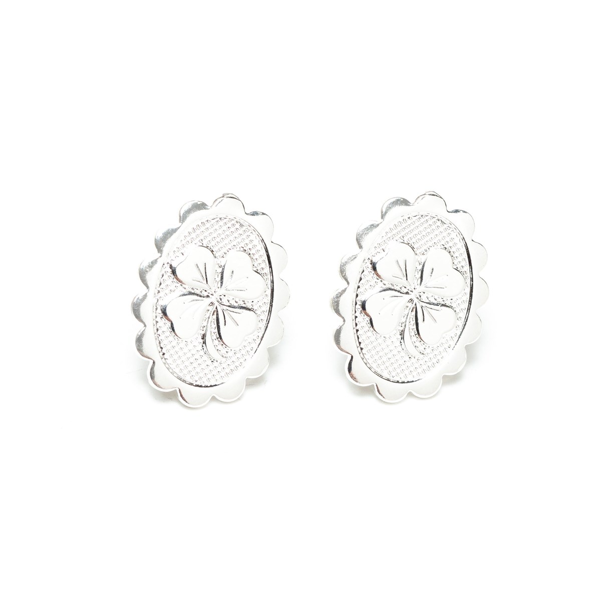 boucles d'oreilles puces trèfles plaqué argent - THÉMIS