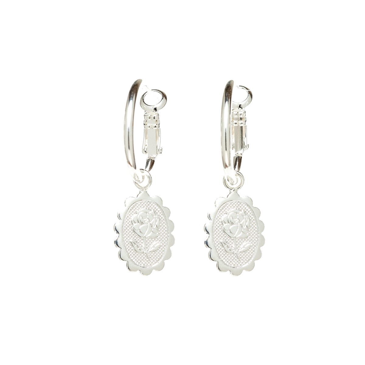 mini boucles d'oreilles créoles fleurs plaqué argent - THÉMIS