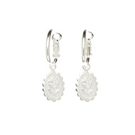 mini boucles d'oreilles créoles fleurs plaqué argent - THÉMIS