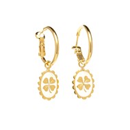 mini boucles d'oreilles créoles trèfles émaillées doré à l'or fin - THÉMIS