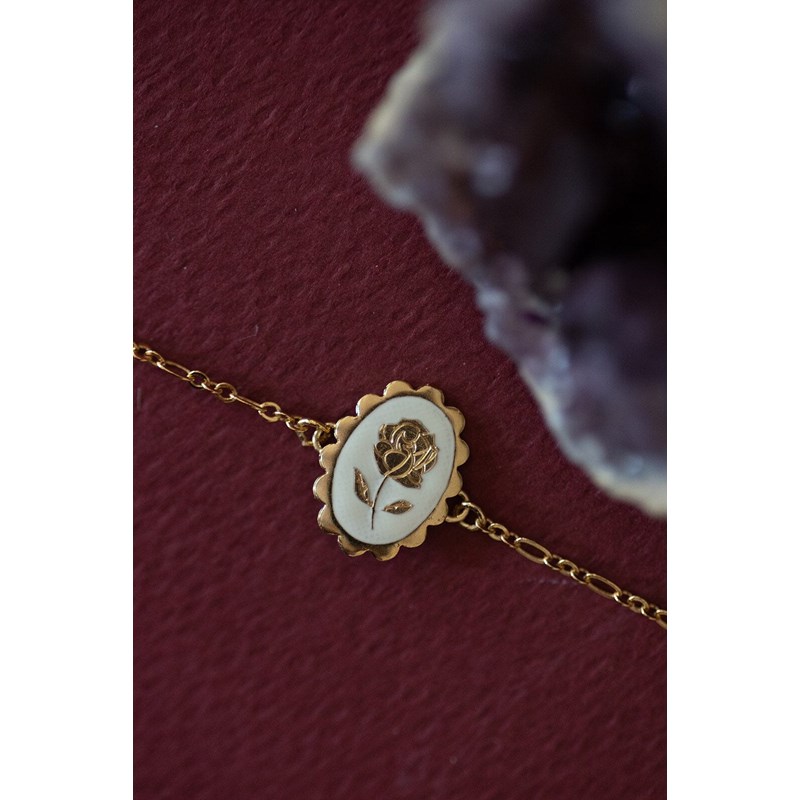 bracelet fleur émaillé doré à l'or fin - THÉMIS - vue 2