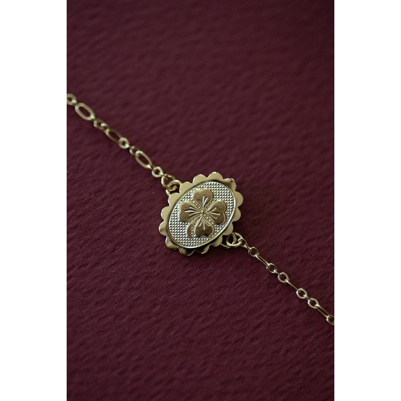 bracelet trèfle doré à l'or fin - THÉMIS - vue 2