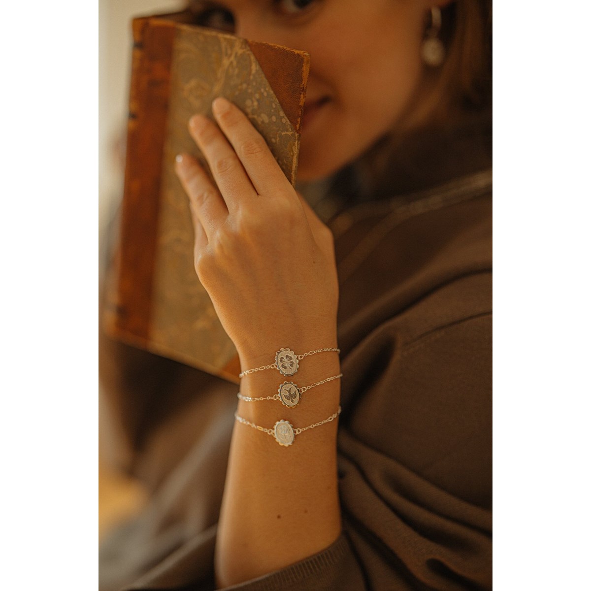 bracelet trèfle plaqué argent - THÉMIS - vue 4