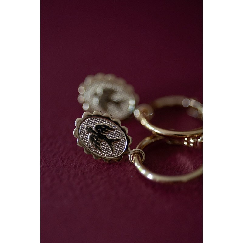 mini boucles d'oreilles créoles colombes doré à l'or fin - THÉMIS - vue 2