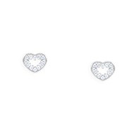 Boucles d'oreilles coeur en argent 925 rhodié avec oxydes de zirconium