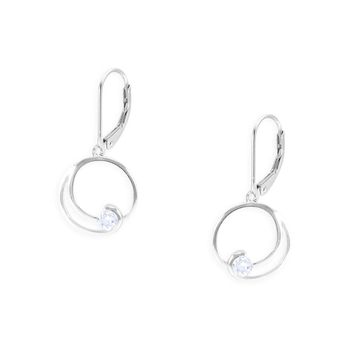 Boucles d'oreilles en argent 925 rhodié avec oxyde de zirconium