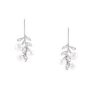 Boucles d'oreilles en argent 925 rhodié avec perles et oxydes de zirconium