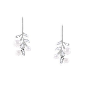 Earrings in rhodium-plated 925 sterling silver with pearls and zirconium oxides