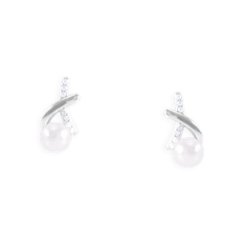 Earrings in rhodium-plated 925 sterling silver with pearl and zirconium oxides