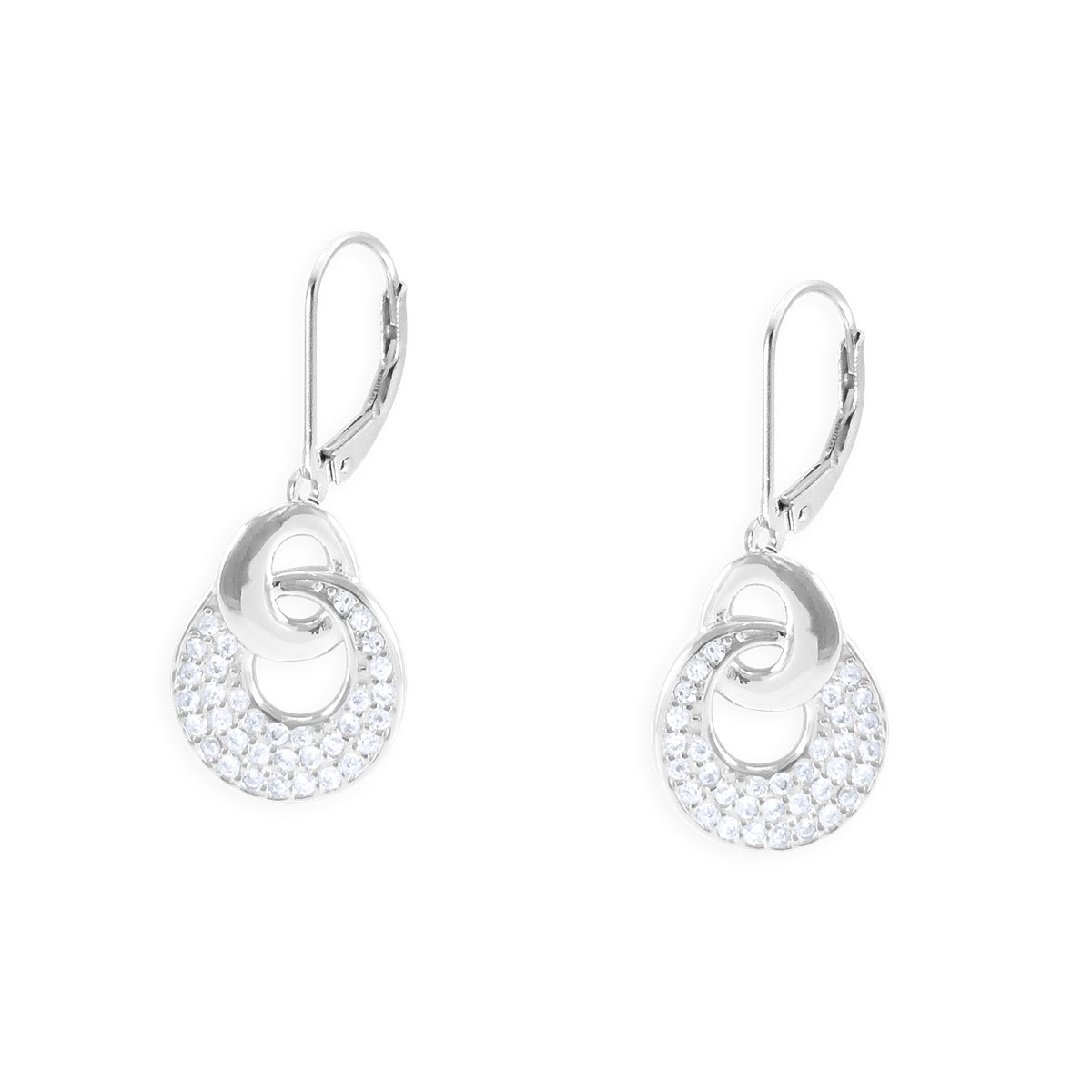 Boucles d'oreilles en argent 925 rhodié avec oxydes de zirconium