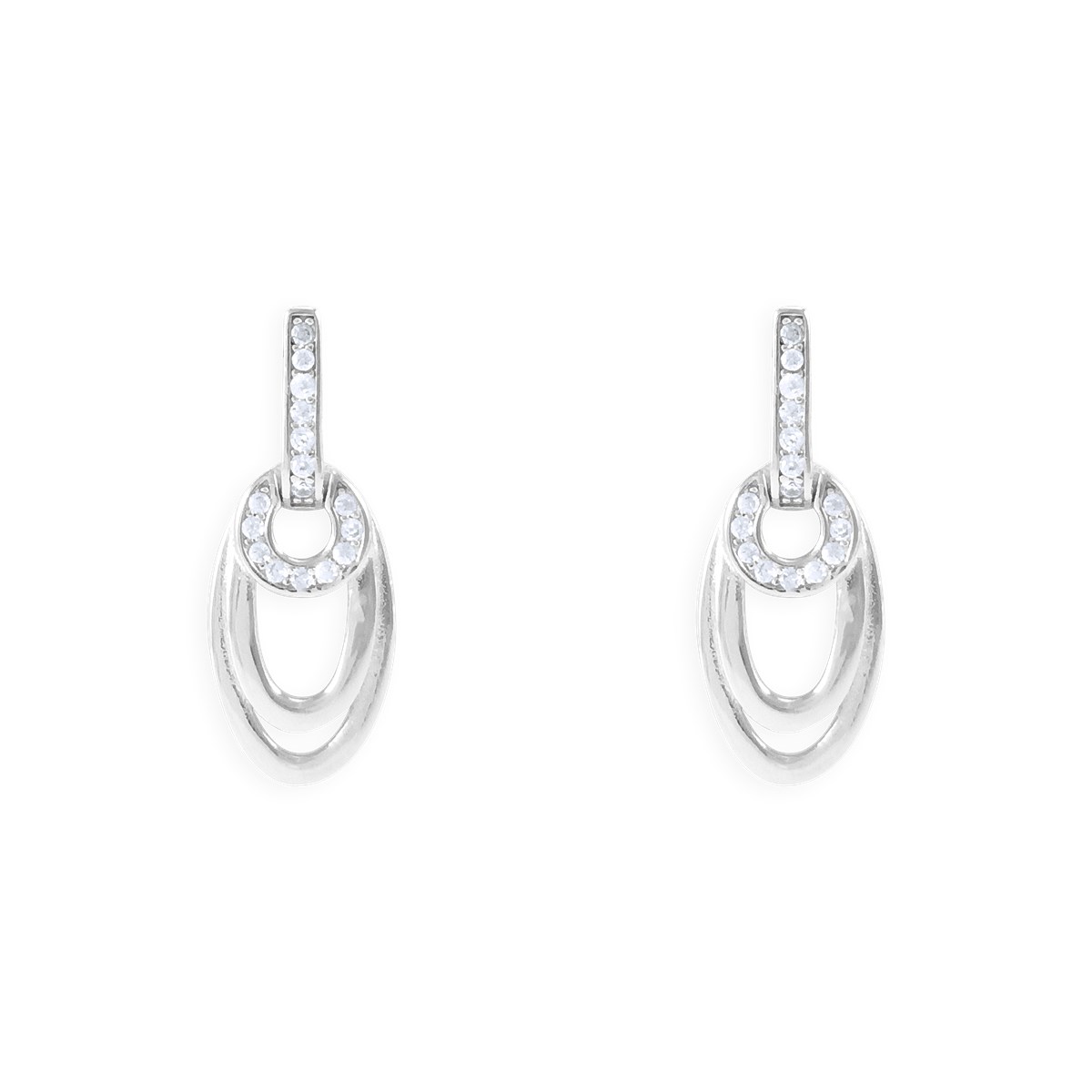 Boucles d'oreilles en argent 925 rhodié avec oxydes de zirconium