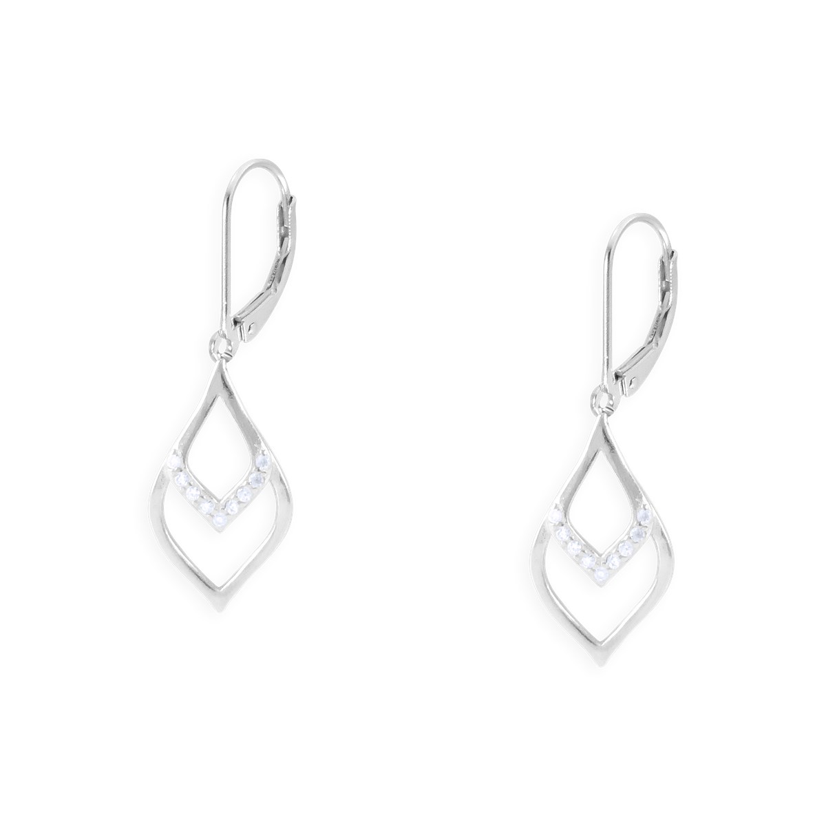 Boucles d'oreilles en argent 925 rhodié avec oxydes de zirconium