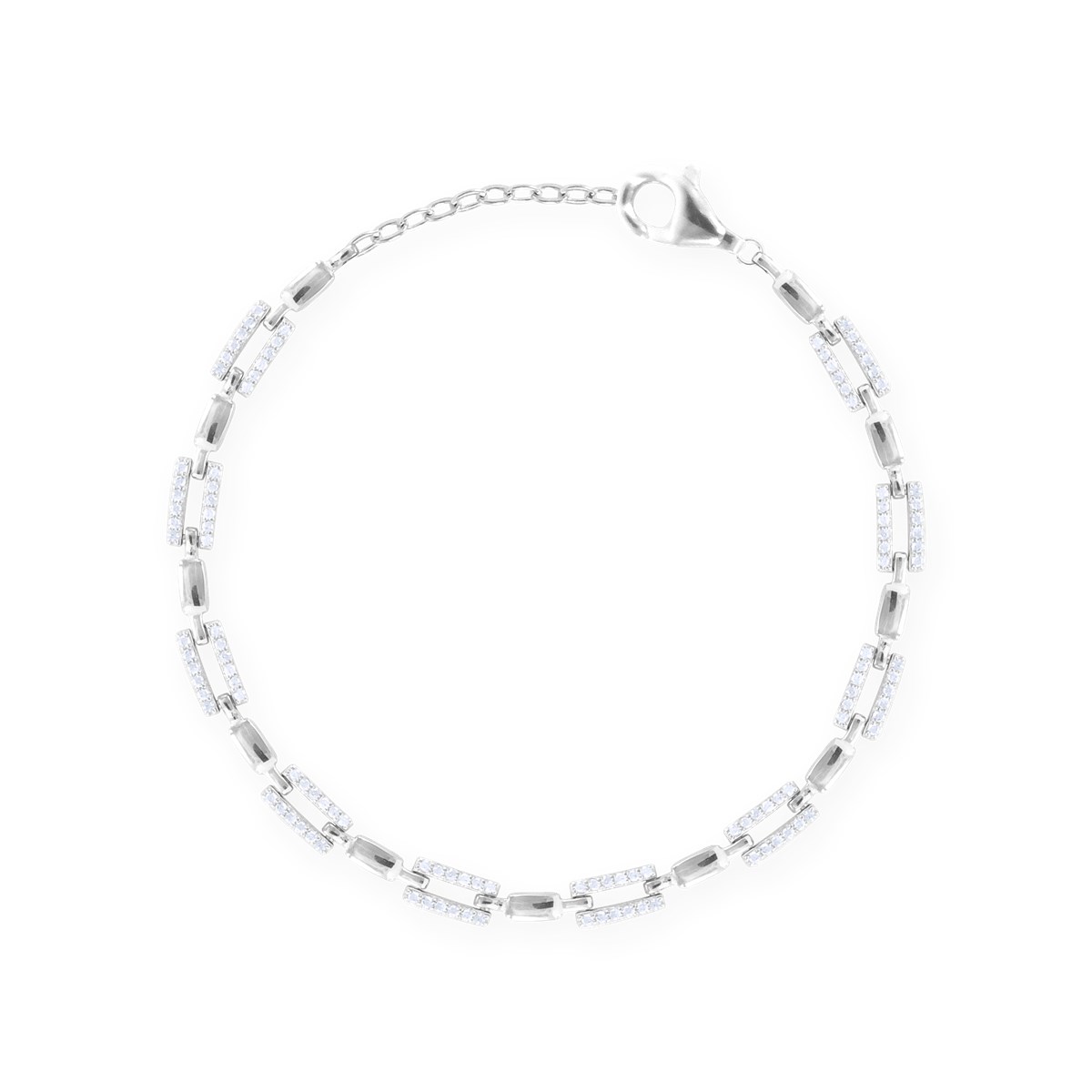 Bracelet en argent 925 rhodié avec oxydes de zirconium