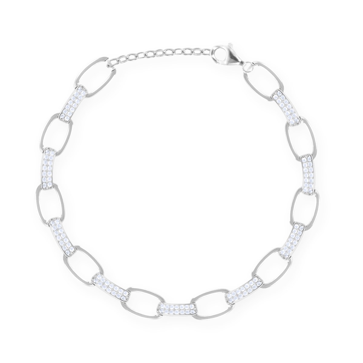 Bracelet en argent 925 rhodié avec oxydes de zirconium