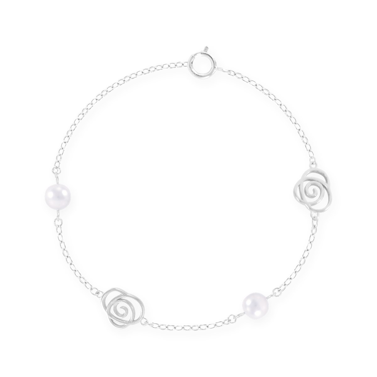 Bracelet en argent 925 rhodié avec perles