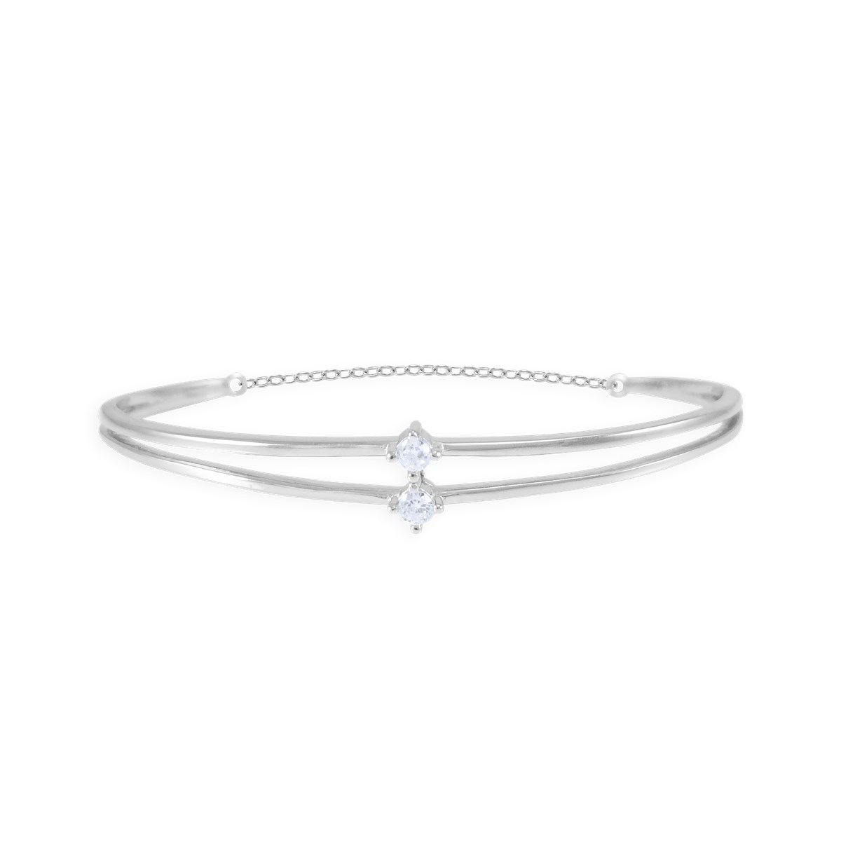 Bracelet jonc en argent 925 rhodié avec oxydes de zirconium