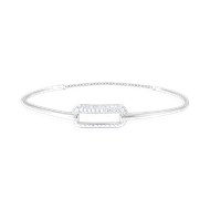 Bracelet jonc en argent 925 rhodié avec oxydes de zirconium