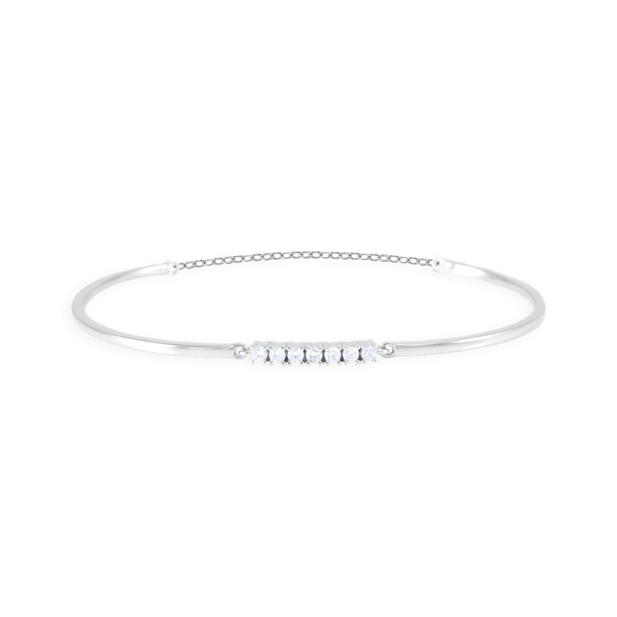 Bracelet jonc en argent 925 rhodié avec oxydes de zirconium