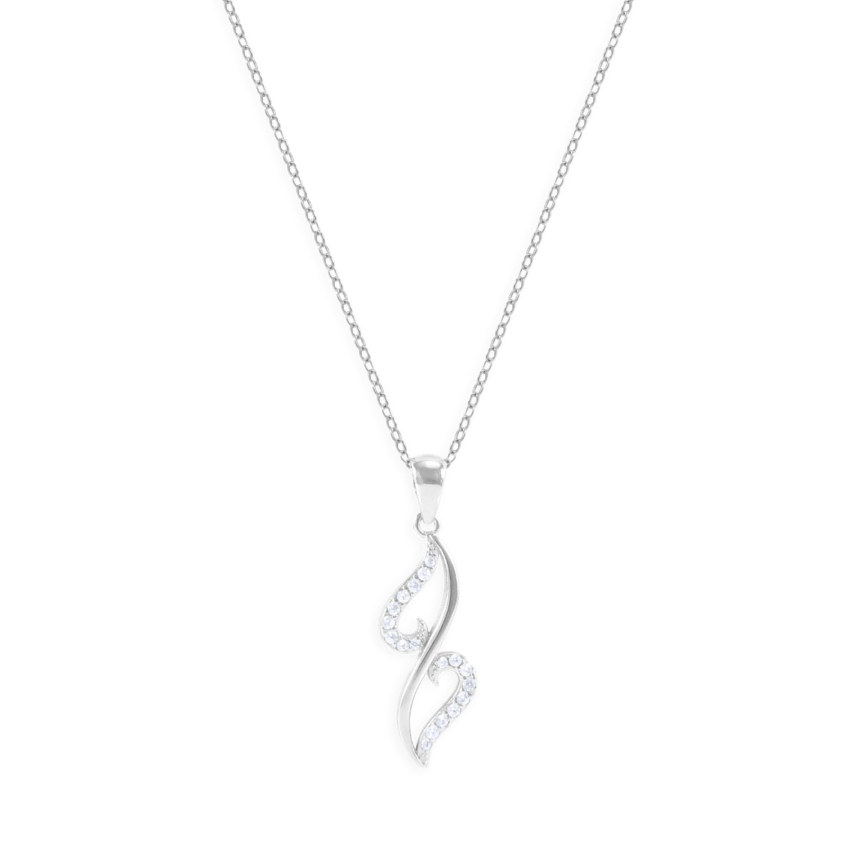 Collier en argent 925 rhodié avec oxydes de zirconium