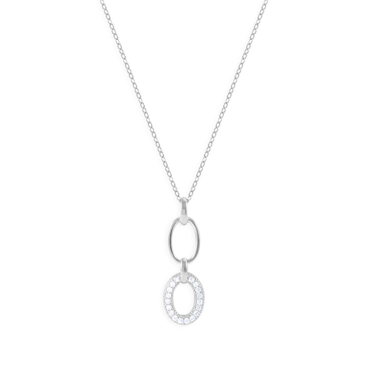 Collier en argent 925 rhodié avec oxydes de zirconium