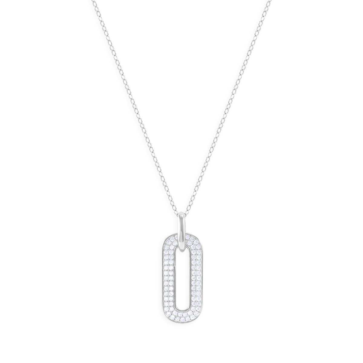 Collier en argent 925 rhodié avec oxydes de zirconium