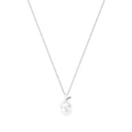 Collier en argent 925 rhodié avec perle et oxydes de zirconium