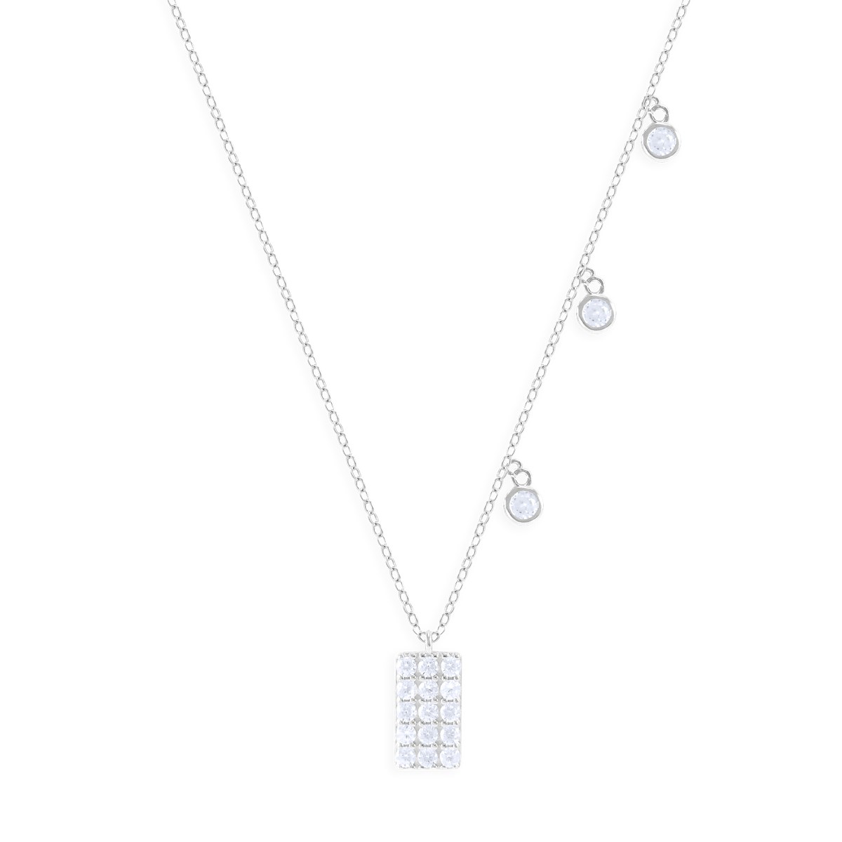 Collier en argent 925 rhodié avec oxydes de zirconium