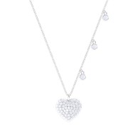 Collier coeur en argent 925 rhodié avec oxydes de zirconium