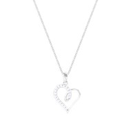 Collier coeur en argent 925 rhodié avec oxydes de zirconium