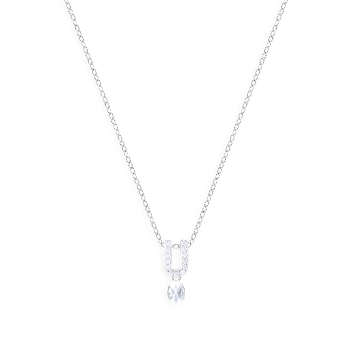 Collier en argent 925 rhodié avec oxydes de zirconium