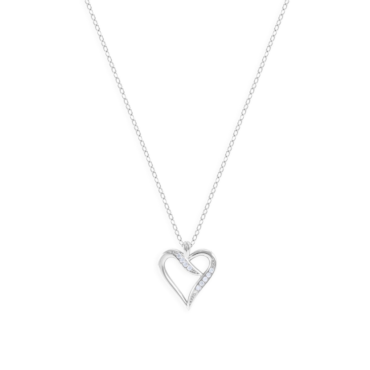 Collier coeur en argent 925 rhodié avec oxydes de zirconium