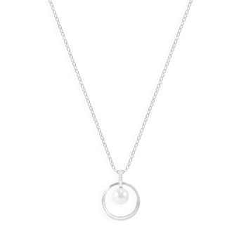 Collier en argent 925 rhodié avec perle et oxydes de zirconium