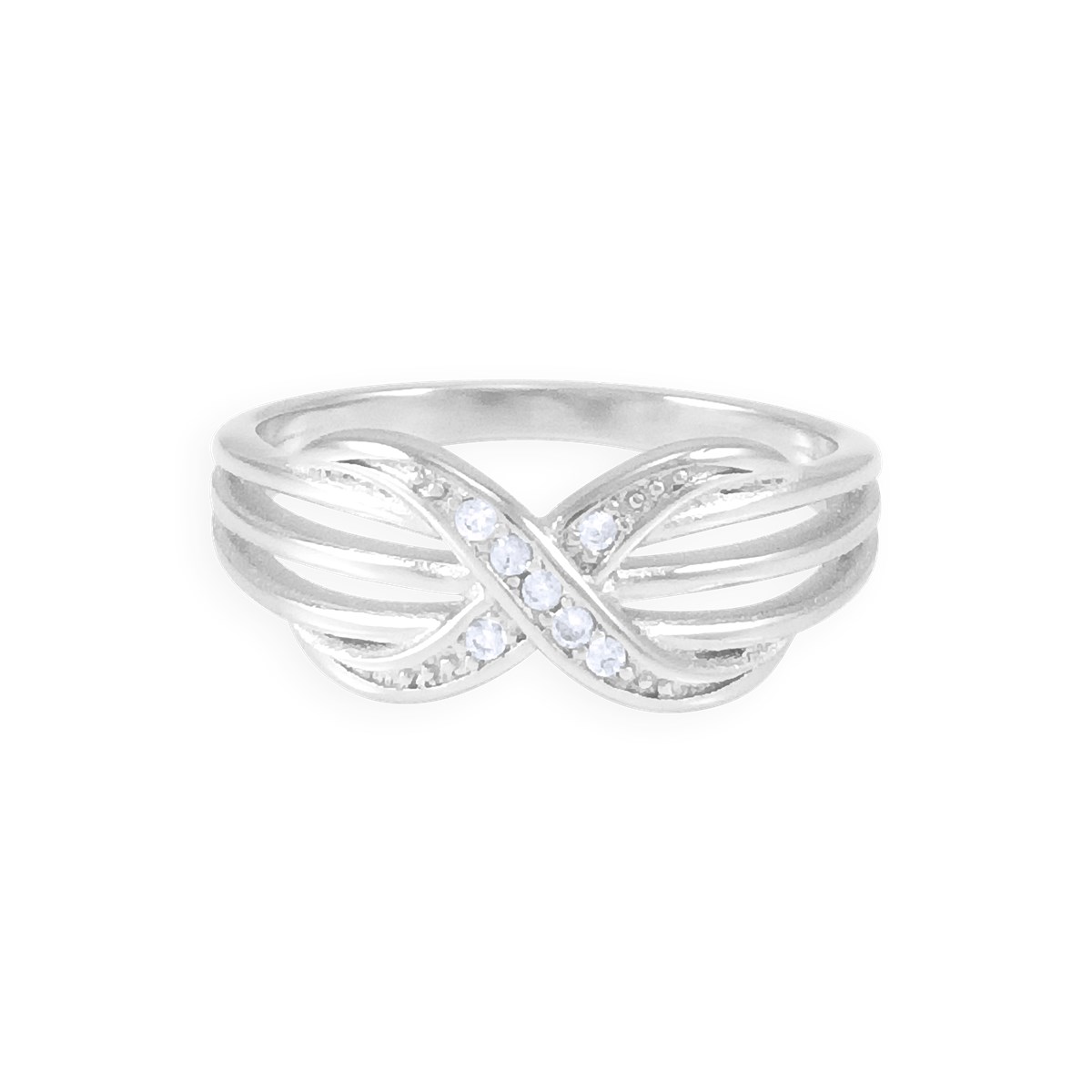 Bague en argent 925 rhodié avec oxydes de zirconium