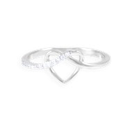 Bague coeur en argent 925 rhodié avec oxydes de zirconium