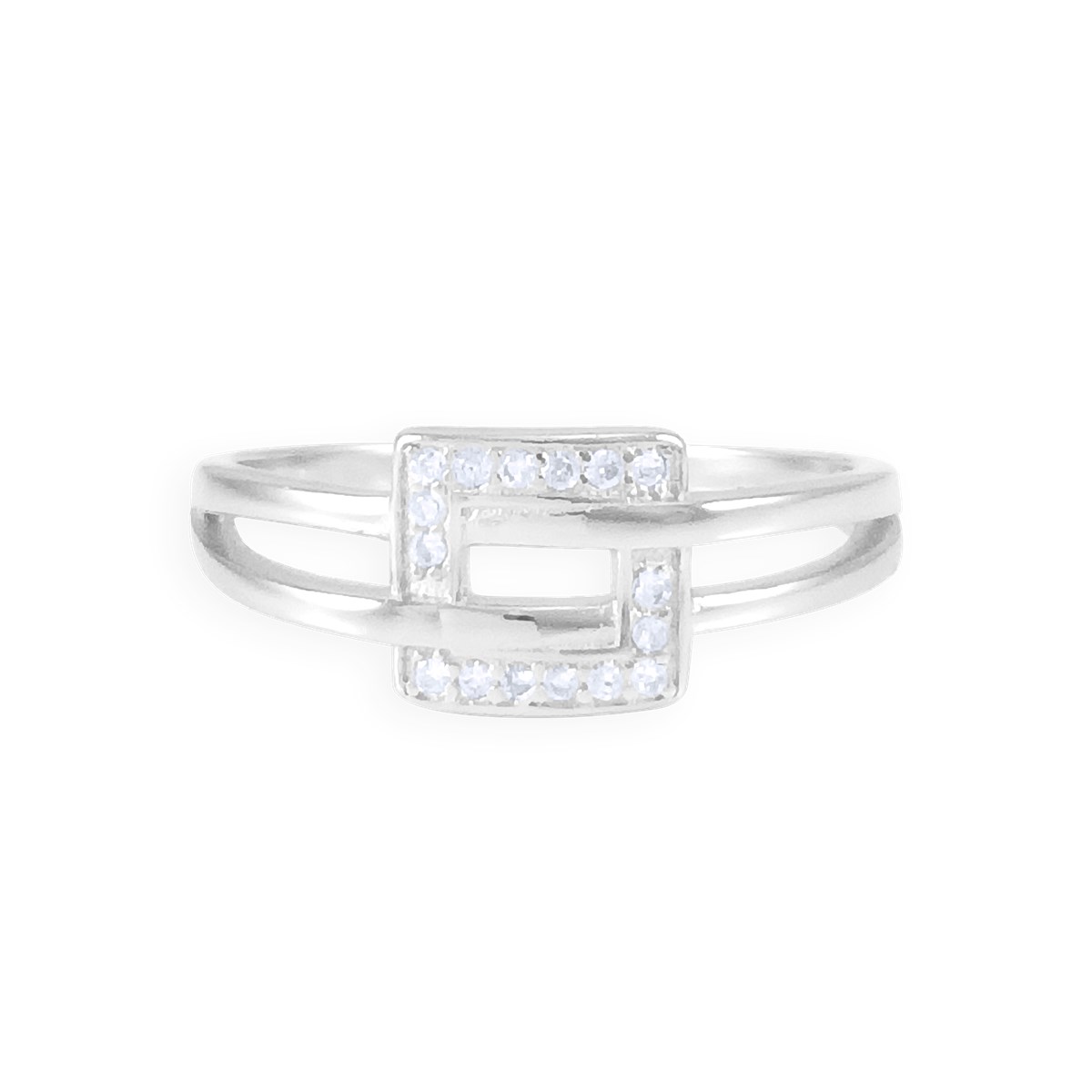 Bague en argent 925 rhodié avec oxydes de zirconium