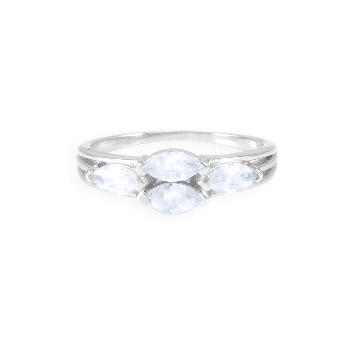 Bague en argent 925 rhodié avec oxydes de zirconium