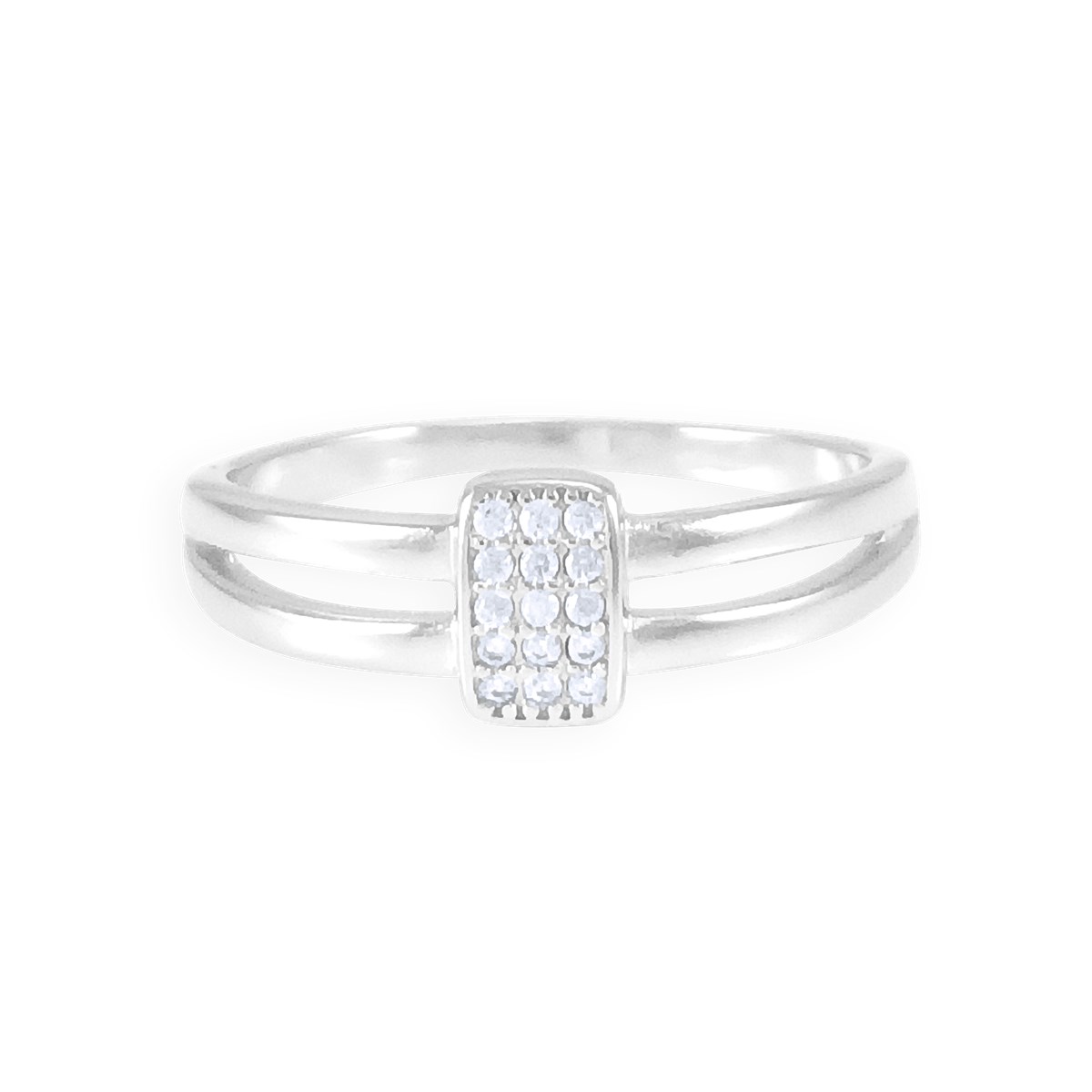 Bague en argent 925 rhodié avec oxydes de zirconium