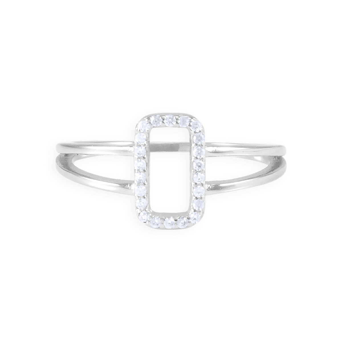 Bague en argent 925 rhodié avec oxydes de zirconium