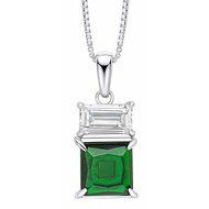 Collier zirconium blanc et vert en argent 925