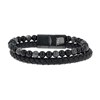 Bracelet acier cuir veritable 21cms avec pierre - vue V1