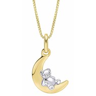 Collier petit ourson sur son clair de lune diamant plaqué or en argent 925