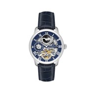 Herenhorloge - Echt blauwe leren band - Automatisch uurwerk