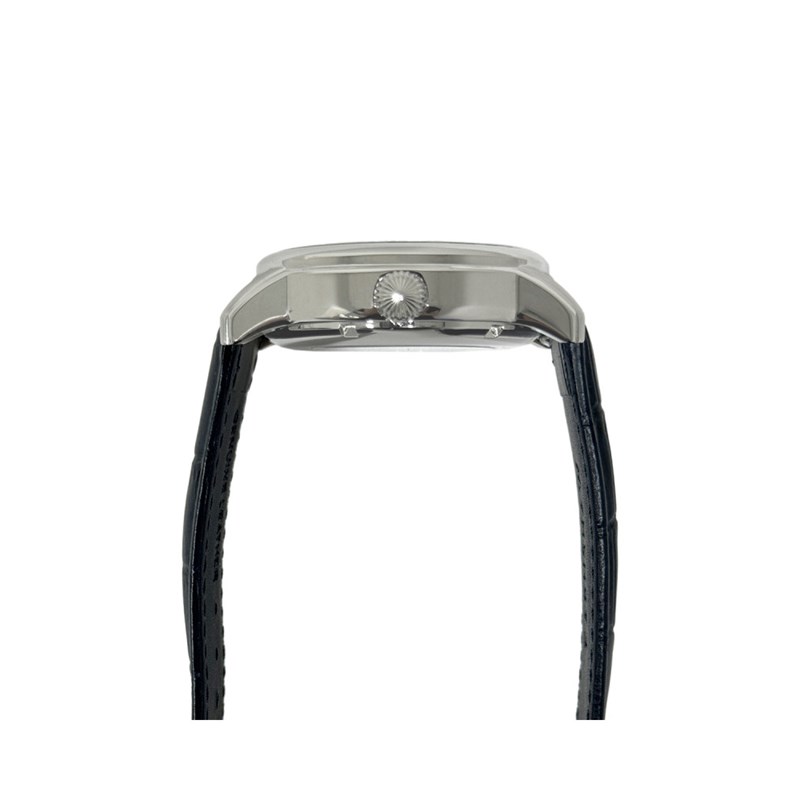 Montre homme - Bracelet cuir véritable bleu - Mouvement automatique - vue 2