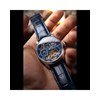Montre homme - Bracelet cuir véritable bleu - Mouvement automatique - vue V5